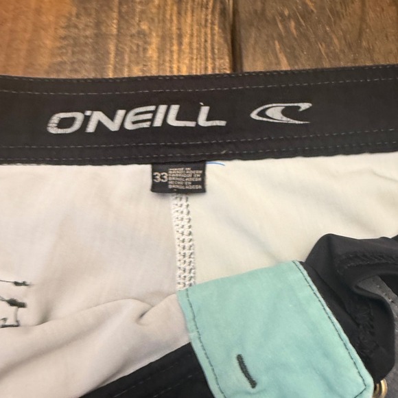 ONeill Mens Blue Gray Striped Swim Trunks Shorts Size 33, board shorts, surf - Picture 3 of 5